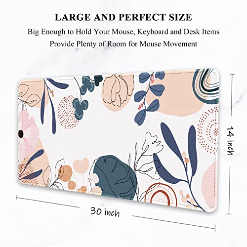 Auhoahsil Large Gaming Mouse Pad, Xxl Desk Pad, 30 X 14 Inch, Non-Slip Rubber Base, Stitched Edges, Superior Surface, Waterproof Keyboard Mat, Large Mousepad For Gamer, Office & Home, Boho Plant #TOP1