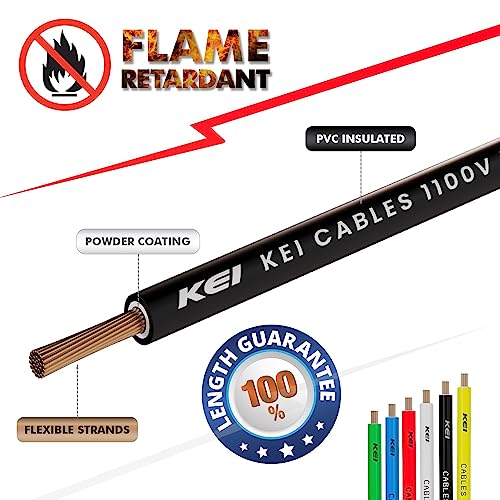 Image of KEI WIRES & CABLES Homecab 16 sqmm 1 Core Copper Flame Retardant House Wire PVC Insulated Cable for Domestic & Industrial Electrical Wiring (Black, 90 Meters)