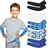 TIVUNORON 5 Paar Kinder Armstulpen, UV-Sonnenschutz Armstulpen Kinder Sport, Unisex kühlende Armabdeckung, Kühlende Kompressionsmanschetten für Jungen Mädchen Outdoor-Sportzubehör