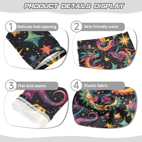 Multicolored Dragons and Stars Girls Leggings Kids Yoga Pants Dance Active Tights 4T3