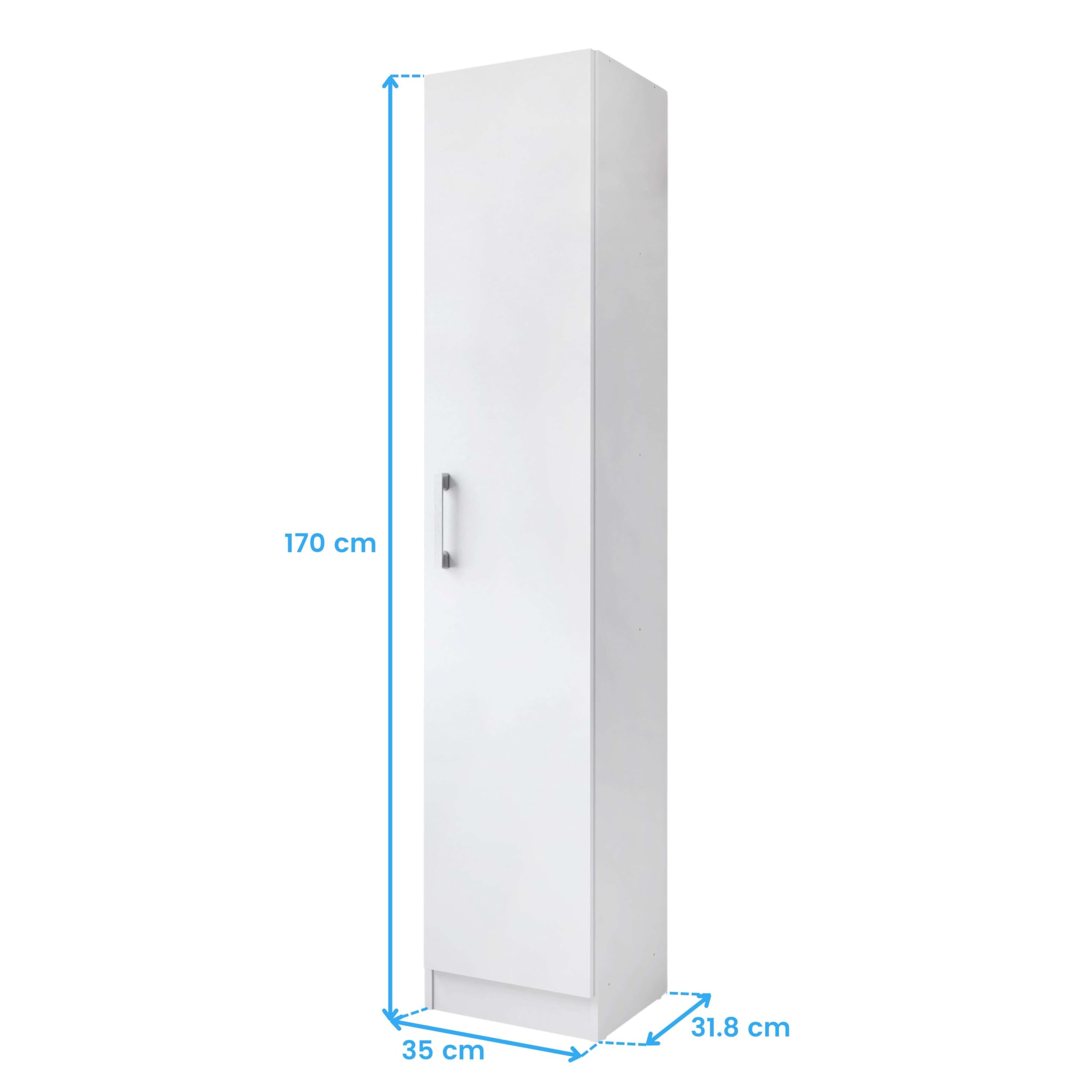 Miroytengo Armadio ausiliario multiuso alto anta apribile colore bianco 35 x 170 cm stile moderno cucina