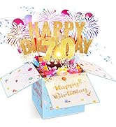 Tnvee 70TH Birthday Cards with Lights & Music & Candle, 3D Large Pop Up Happy Birthday Cards for ...