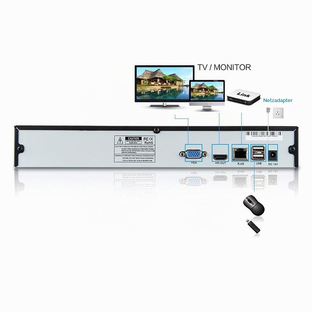 8-Channel 4MP/5MP Cloud NVR Netzwerk-Videorekorder 2K H.265 Compression P2P-Fernbedienung Motion Detection für die Überwachung IP-Kamera (8-CH)