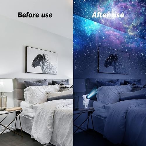 Image of One94Store Astronaut Galaxy Projector Night Light - 360 Rotating Star Nebula Lamp with Remote, Timer & Adjustable Head for Kids Bedroom, Home Decor, Gaming Room & Party Lights