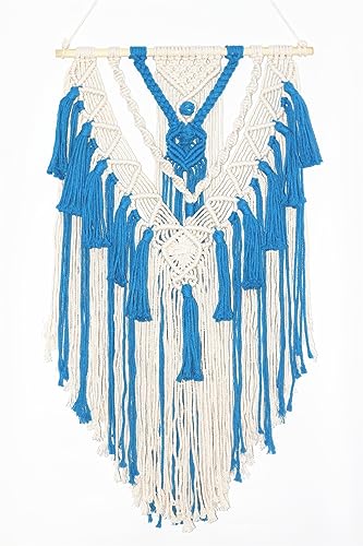 BMIDRUT Tapiz tejido de macramé para colgar en la pared, bohemio, hecho a mano, tapiz de macramé para boda, dormitorio, sala de estar, pared de fondo de 45 x 75 cm
