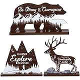 3 PCS Wooden Mountain Adventure Decor for Boy Woodland Nursery - Rustic Farmhouse Decoration