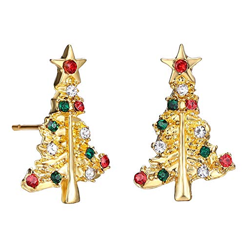 Preisvergleich Produktbild DaoRier Mädchen Ohrringe Weihnachten Dekoration Kristallgold Weihnachtsbaum Anhänger Ohrringen Frauen Schmuck Zubehör