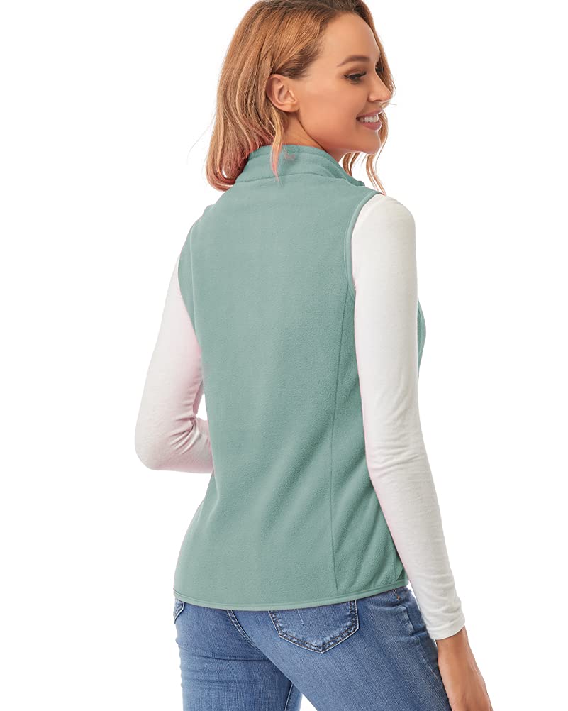 fuinloth Gilet in pile da donna,Termico Senza Maniche Elegante Collare Eretto con Zip e Tasca