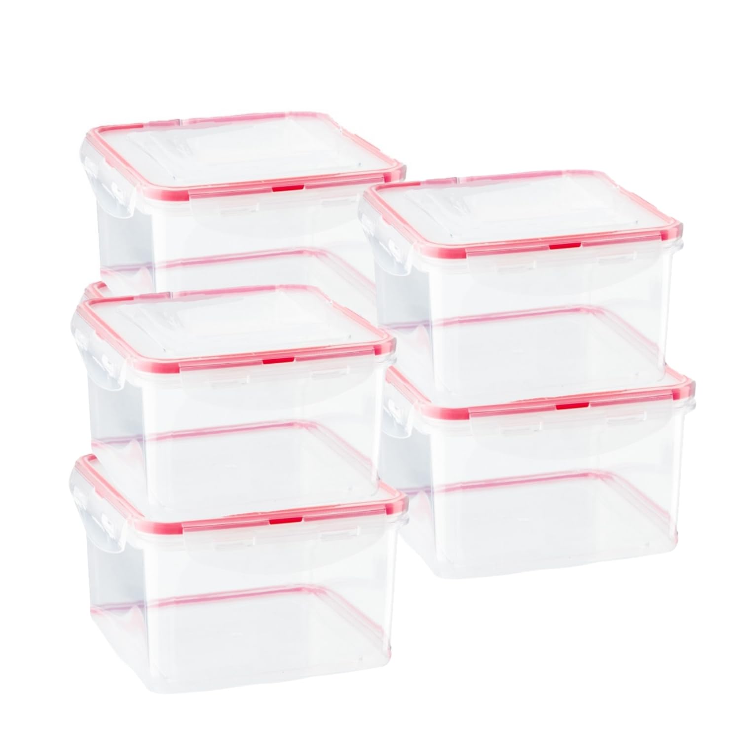 HOMESHOPA Plastic Airtight Food Storage Containers, 6 Pack 700ml BPA Free Leakproof Stackable Reusable Lunch Boxes, Meal Prep Container for Kitchen & Pantry, Microwave Freezer Dishwasher Safe