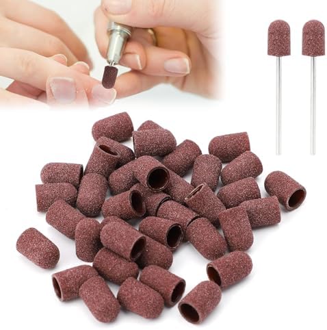 50pcs 180 Grit Sanding Bands, Nail Drill Bits, Mini Sanding Bands for Nail Drill, Includes 2 Sanding Shafts, Nail Sanding Bands, Nail Drill Accessories