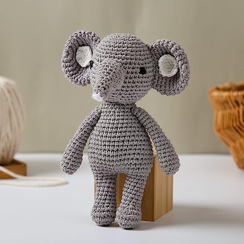 Image of let's make Natural Crochet Stuffed Elephant Animal for Babies Newborn Knitted Doll Baby Rattle Soft Cotton Sleep Toy Baby First Friend Gift for Baby Shower, Christmas, Birthday