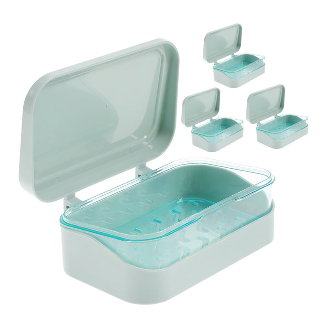 4 Piezas Jaboneras con Tapa y Doble Capa con Drenaje Portátiles y Resistentes Diseño Compacto y Autodesagüe para Baño Camping y Gimnasio de Unidades Azul