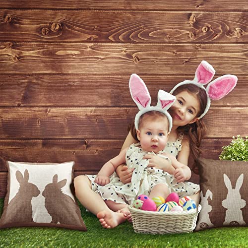4 Pieces Happy Easter Throw Pillow Covers Rabbit Bunnies Cushion Pillowcase Beige And White Rabbits Pillowcase Cushion Cover For Easter Bedroom Sofa Decorations (18 X 18 Inch) #TOP6