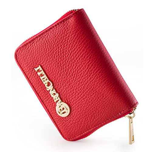 Baroncelli Leather Wallets For Women Size Medium Made in Italy (Red plain small)2