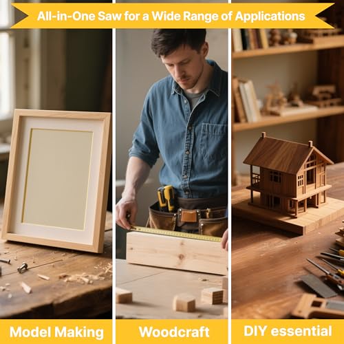 Image of GARTOL 4-Piece Miter Box and Japanese Pull Saw Set, Mini Hand Saw with 3 Replaceable Blades, Precise 45 /90 Angle Cutting Tool for Baseboard, Trim, Picture Frames & DIY Woodworking