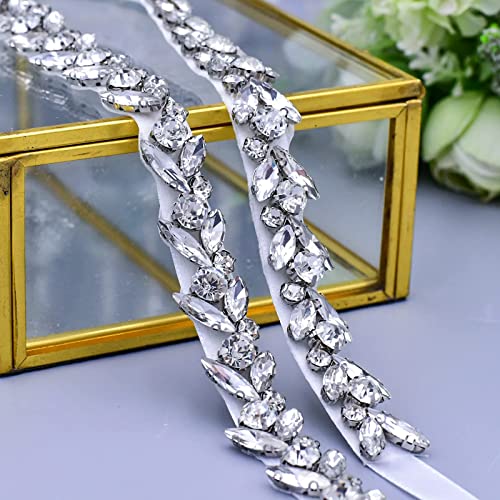 HONGMEI Rhinestone Thin Bridal Belt Wedding Dress Belt Handmade Sash for Bride and Bridesmaid3