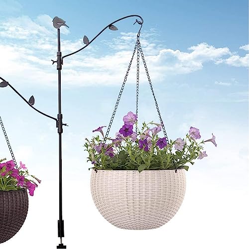 Image of Plastic Round Hanging Euro Basket (5PCS, 7 Inch) | Home & Balcony Garden Hanging Hook Pot | Indoor Outdoor Plant Containers with Matel Chain |