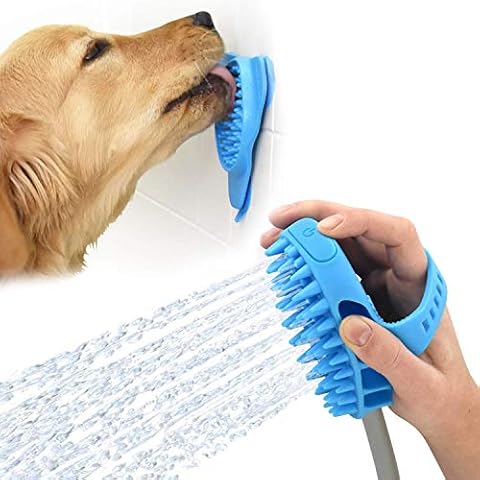 Aquapaw Pro Dog Bathing Tool and Slow Treater Combo - Lick Mat Suctions to The Wall or Floor for Anxiety-Free Pet Grooming - The Sprayer and Scrubber Works with Indoor Shower or Outdoor Garden Hose Cover
