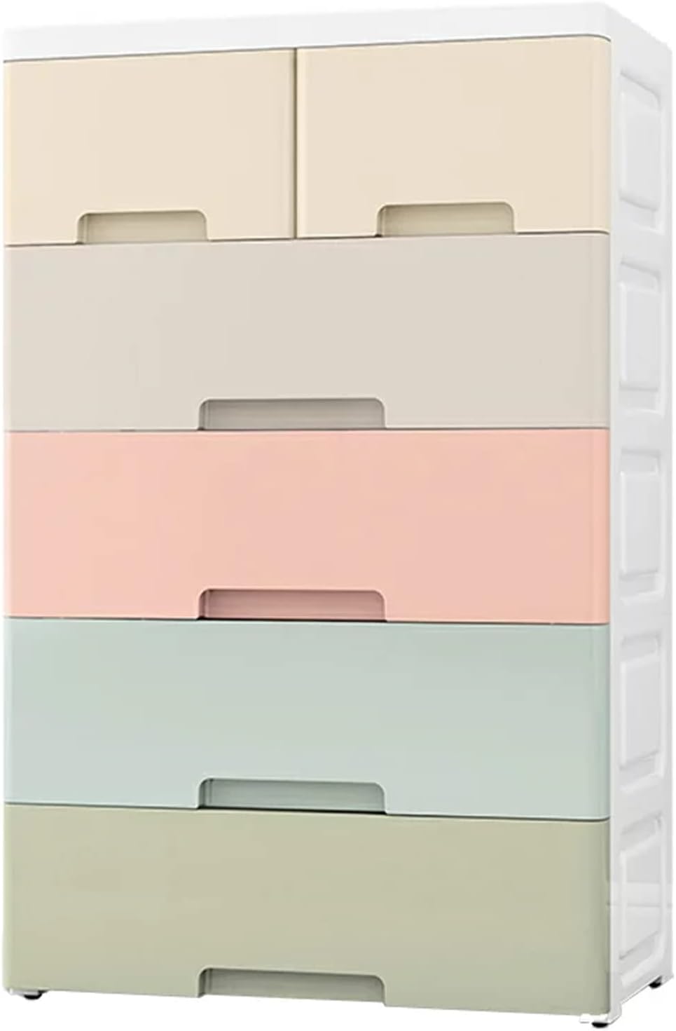 Occuwzz Storage Cabinet Drawer, Plastic Containers Box 5 Layers with Wheels 6 Wide Slit Cabinet Drawer Unit Multipurpose Multi color Mix Drawers for Kitchen Bedroom Bathroom Living Room