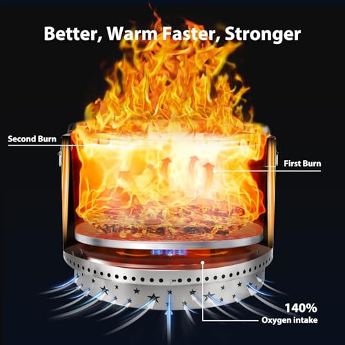 27 Inch Stainless Steel Smokeless Fire Pit, Outdoor Portable Smokeless Firepit, Low Smoke Firepit for Backyard Patio Garden Picnic Camping Bonfire
