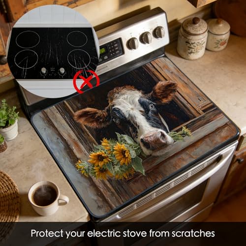 Image of Nuxovilar Cow Sunflower Stove Cover Diatomaceous Earth 28.65x20.47 In
