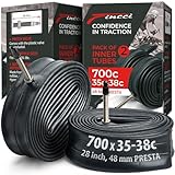 Fincci Chambres à air 700 x 35c x 38c   Pair Chambre a air 28 Pouces avec 48 mm Presta Valve pour Vélo de Route, Vélos de Ville, Race & Adulte & Electrique Velo, Tournée Bicyclette   Paquet de 2
