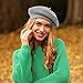 Lanzom Wool Blend Women Beret Hat French Beret Cap Winter Fashion Solid Color Hat for Women Girls Lady (US, Alpha, Medium, Large, Light Grey)