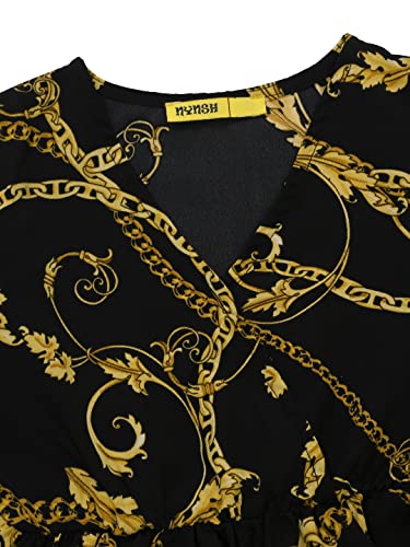 Image of pluss Girl Black Floral Print Top (GTP13952-GOLDENNUGGETPRT)
