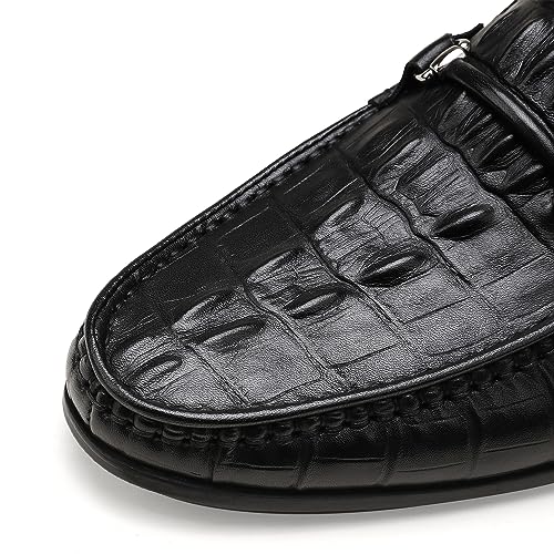 Image of Leather Dress Shoes for Mens, Premium Crocodile Printed Formal Shoes Driving Fashion Party Slip-on Loafer for Men