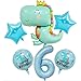 DIWULI, Palloncini Dinosauro 6 Anni Set, Dinosauri Decorazioni, XXL Palloncino Numero 6 Blu Grande Gigante gonfiabili, Pallone in Foil, 6° Compleanno Bambino Ragazzo, Decorazione Festa, Anniversario