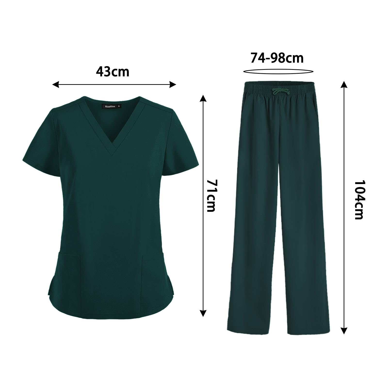 Pflegeuniform Damen Pflegeanzug Arbeitskleidung V Ausschnitt Kurzarm Polyester Praktisch Bequem für Pflegekräfte Tierpflege Spa Arbeit Geschenk, Grün, L