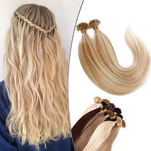 18" SEGO Nano Ring Tip Hair Extensions Real Human Hair [1g*50Strands] #12/613 Golden Brown&Bleach Blonde Micro Loop Beads Pre Bonded Remy Hair Straight (50g)