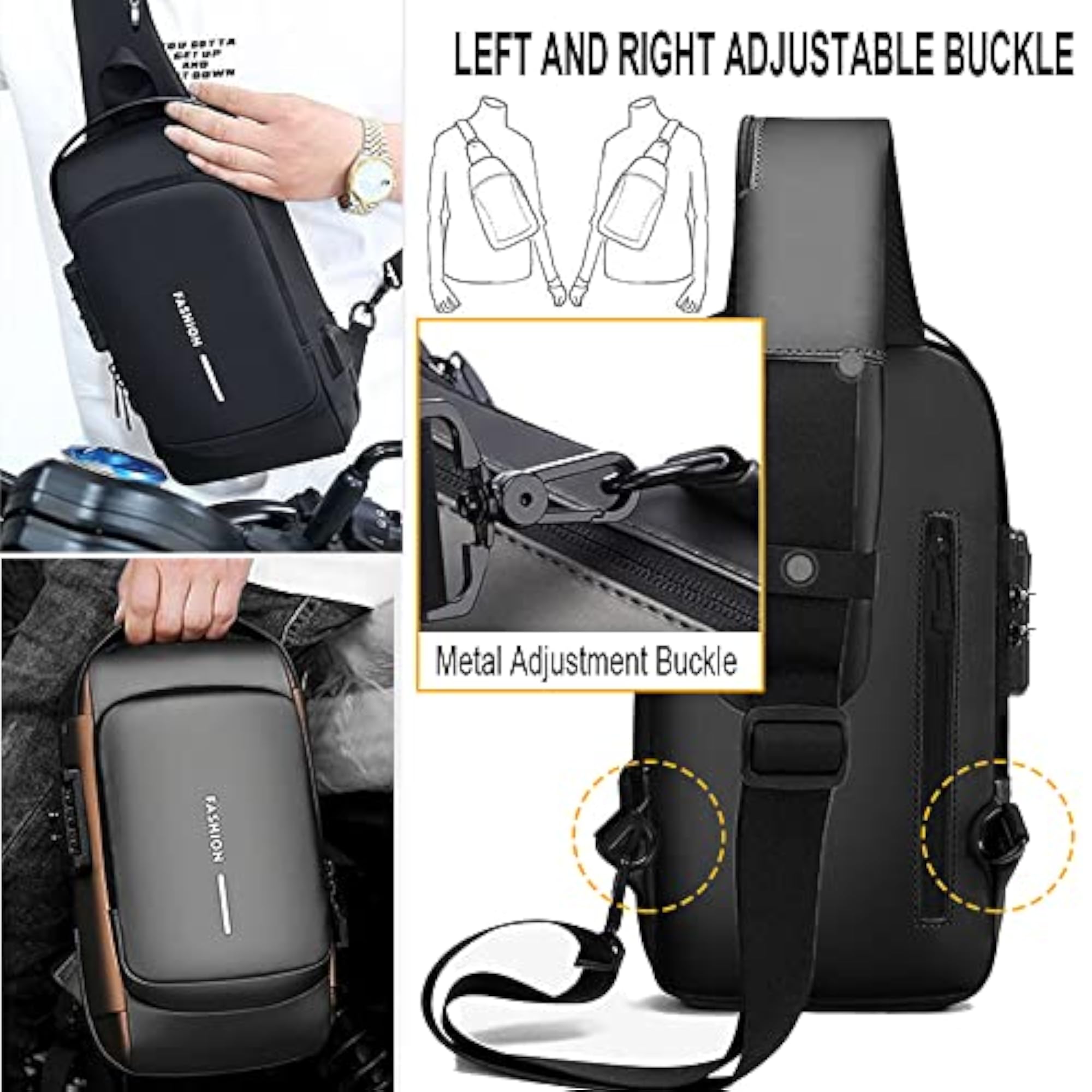 USB Anti-Theft Waterproof Sling Backpack, Casual Daypack