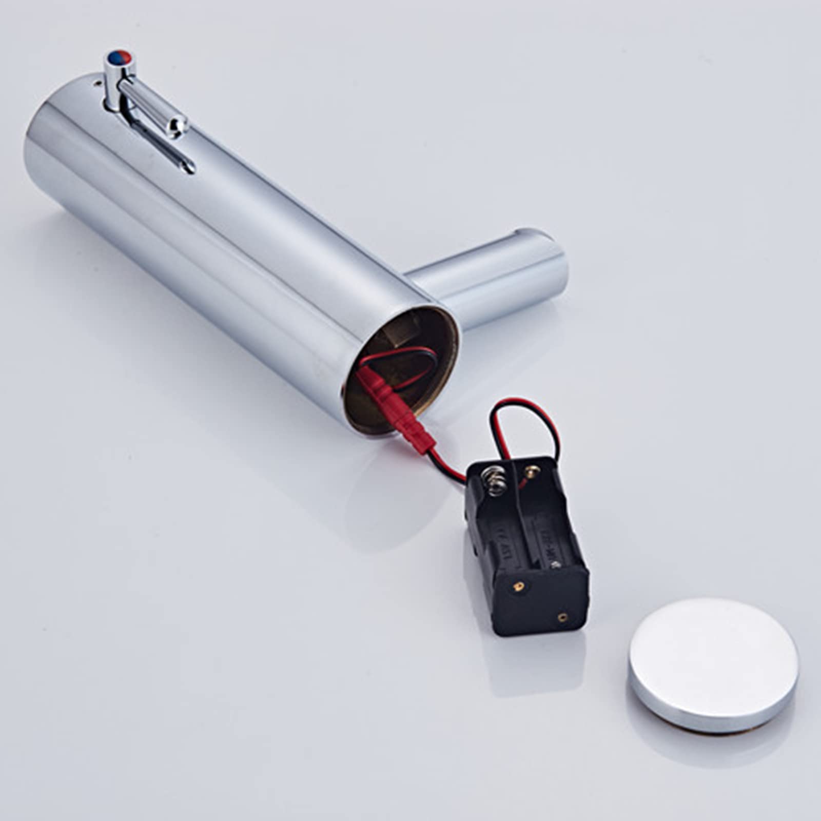 Rubinetto per lavabo da Bagno Automatico con sensore Senza Contatto, Cromato, con sensore per lavabo, rubinetti per Acqua Calda e Fredda.