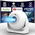 Smart Mini Projector with WiFi & Bluetooth, 4K Support 180° Rotatable Auto Focus & Keystone Portable Proyector with Built-in APPS and Speaker Outdoor Movie Home Theater Projector