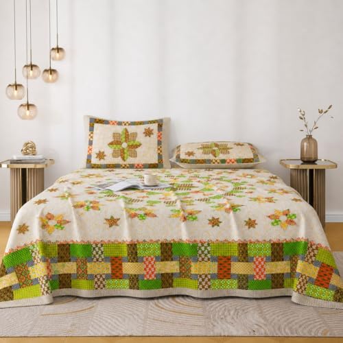 Image of Jaipur Weaves Jaipuri Double Bed Cotton Bedsheet Queen Size 90x100, 144 TC 100% Pure Cotton Bed Sheet with 2 Pillow Covers, Royal Mandala Traditional Print (Mandala Green)