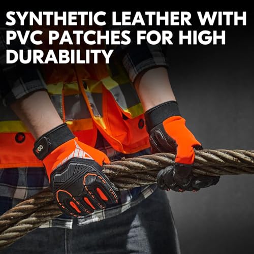 Vgo... 1-Pair Safety Work Gloves - Mechanics, Impact, Anti-Vibration, Rigger, Heavy Duty (S, Orange, SL8849IP)
