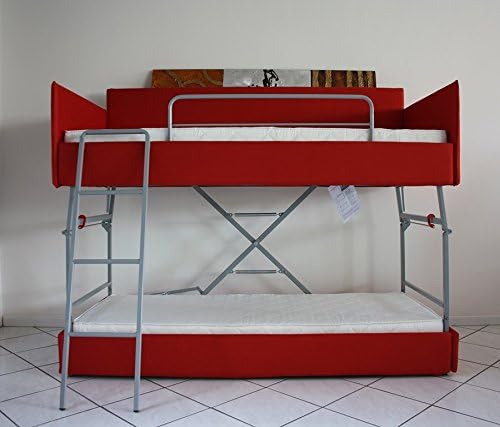 Ponti Divani Sofa bed bunk with innovative mechanism with three safeties and mattresses included. Coating green eco-leather. MADE IN ITALY