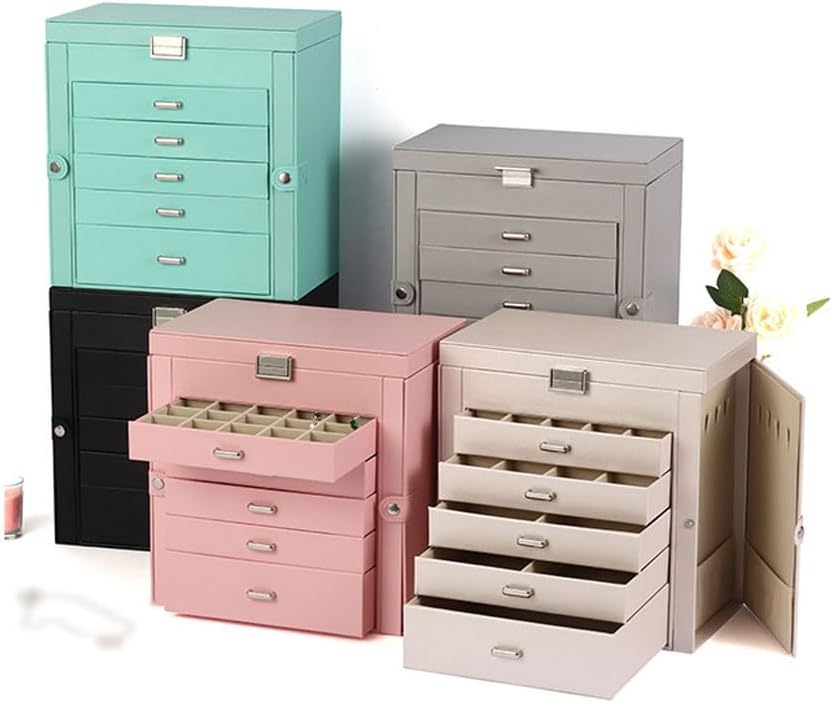 Jewelry Organizer Box Luxury Multi-Layer Large-Capacity Jewelry Storage Box Multi-Layer Drawer Necklace Earrings Jewelry Box Holder Gifts for Women (Black) image 4