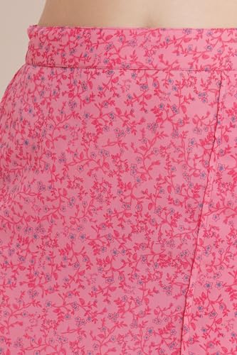 Image of POPWINGS Casual Bagru Printed Cotton Top and Skirt Set for Women || Pom Pom Top and Long Slit Skirt Set for Women || Two Piece Women Set for Summer