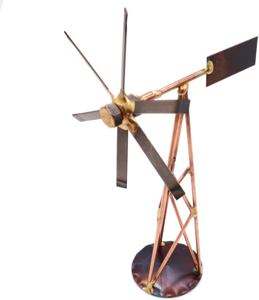 Windmill Collectible Handmade Metal Art Figurine, Desk Accessories, Trophy, Boss Gift, Office Décor, Home Office