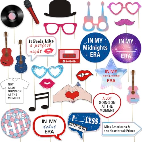 31pcs Singer Party Decorations Photo Props, ERAS Party Decorations Photo Props, Birthday Party Favors, Birthday Music Lyrics Photo Booth Props for Girls Party, Music Lover Photo Booth Props