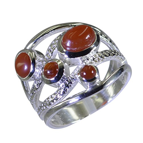 Bague mariage onyx rouge de prestige en argent sterling fait main