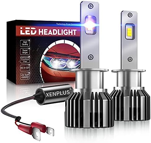 XENPLUS H1 Led Headlight Bulbs, 350% Super Bright 5530 Led Chip 10600LM 60W 6500K Cool White, IP68 Waterproof Led Headlight Conversion Kit, Mini Design Plug and Play(2 PCS)