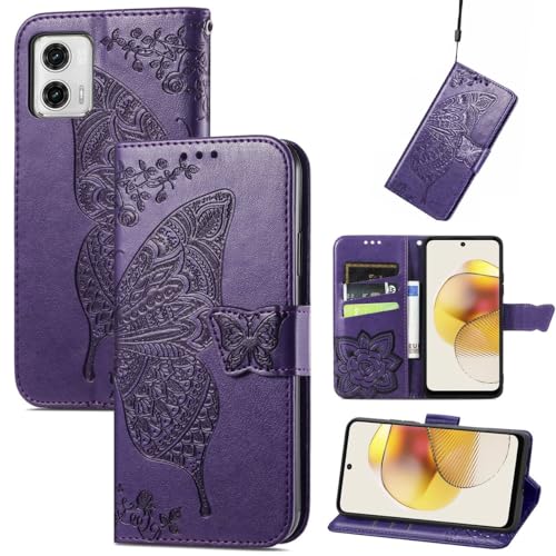 Coque à clapet Motorola Moto G73 5G violette avec support pour vos séries