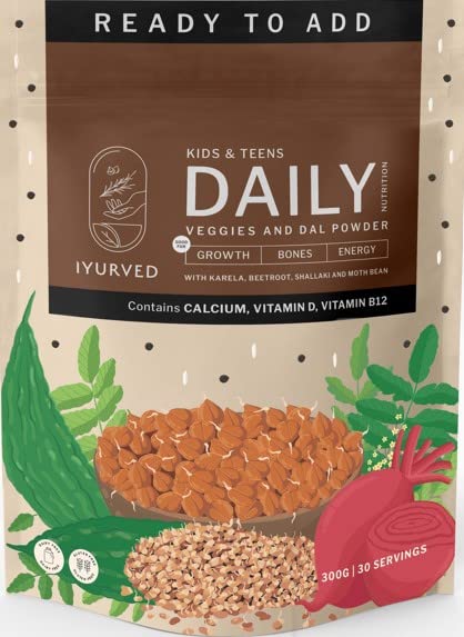 Rich in multivitamins, Good for Bones, Brain, Iron(Energy), Height: Iyurved Kids and Teens Daily Nutrition Veggies and Dal Powder, 300 gm