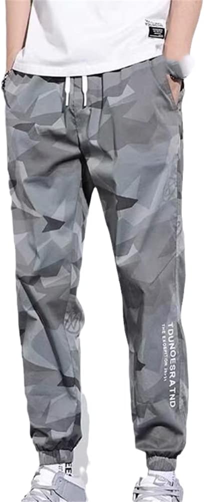 Streetwear Casual Camouflage Jogger Pants Men Tactical Military Trousers Drawstring Elastic Waist Male Cargo