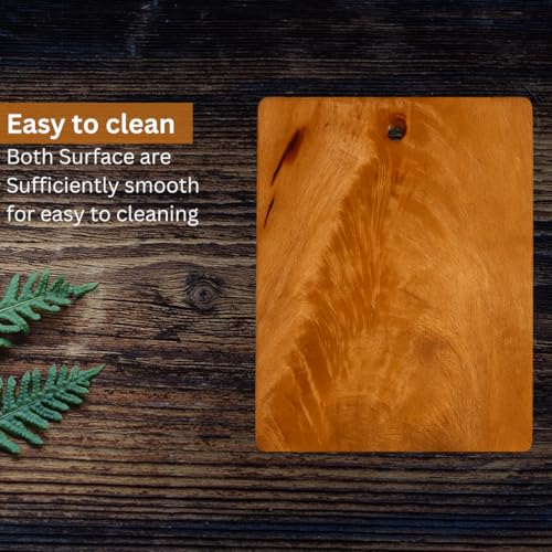 Image of LUMORA Solid Mango Wood Chopping Board | Single Piece Wooden Cutting Board| Knife-Friendly, Durable, Anti-Slip | for Vegetables, Fruits, Bread & Meat | Natural Finish (Thick& Premium (30x22cm))