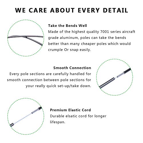 Weanas Aluminum Rod Tent Pole Replacement Tent Poles Accessories, Multifunction Lightweight Tent Pole Repair Kit, 7001 Series Aircraft-Grade Aluminum