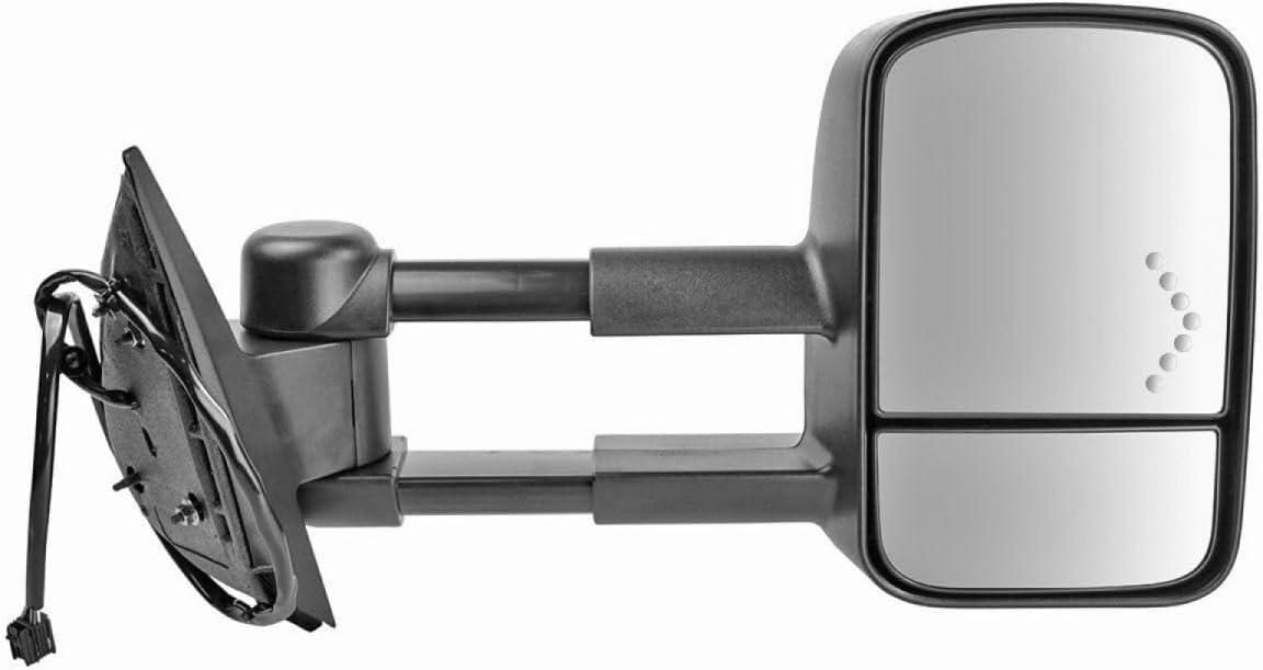 Exterior Tow Mirror 1pc Right Passenger Side Textured Manual Heated Door Rear View Signal Plastic for Chevy for GMC for Sierra 3500HD/2500HD/1500